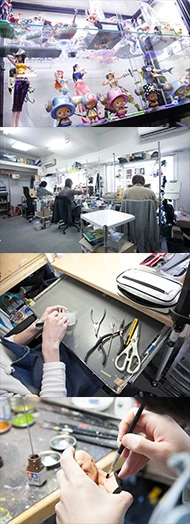 原型制作の工程（展示・工房・仕上げ・彩色）